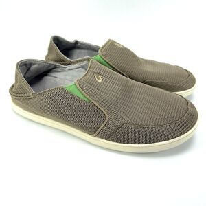 Olukai Nohea Mesh Men's 10.5 / 43.5 Slip On Olive Green Mustang Lime Sneakers